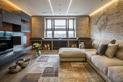 Qonaq otağı loft daxili dizayn fotoşəkili