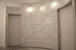 Design of decorative plaster in the living room photo design