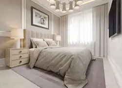 Wallpaper in beige tones for the bedroom photo