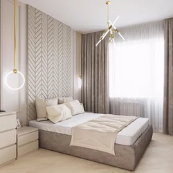 Wallpaper in beige tones for the bedroom photo