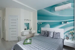 Bedroom interior in turquoise colors photo