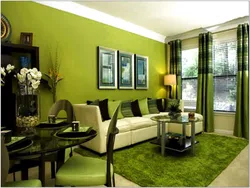 Living room interior in olive tones photo