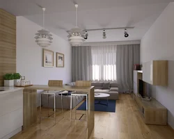 Kitchen living room design in modern style 40 sq m photo
