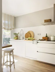 Kitchen without upper cabinets straight design