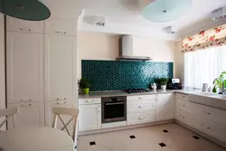 Kitchen without upper cabinets straight design