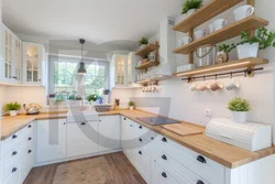 Ошхона сафед бо акс countertop чӯбӣ