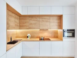 Ошхона сафед бо акс countertop чӯбӣ