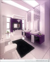 What colors go with purple in a bathroom interior