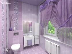 What colors go with purple in a bathroom interior