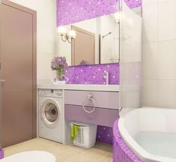 What colors go with purple in a bathroom interior