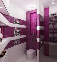 What colors go with purple in a bathroom interior