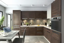 Kitchen Design Photo With Brown Furniture Photo