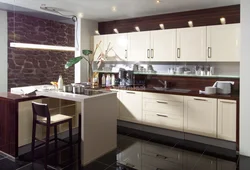 Kitchen Design Photo With Brown Furniture Photo