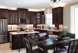 Kitchen Design Photo With Brown Furniture Photo