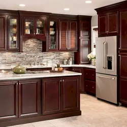 Kitchen Design Photo With Brown Furniture Photo