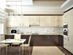 Kitchen in brown colors photo