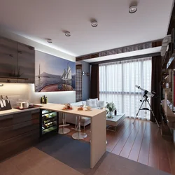 Living Room And Kitchen Together Design In An Apartment