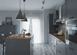 Colors combined with gray in the kitchen interior
