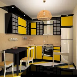 Kitchen interior in yellow photo