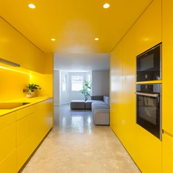 Kitchen interior in yellow photo
