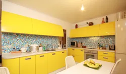 Kitchen interior in yellow photo