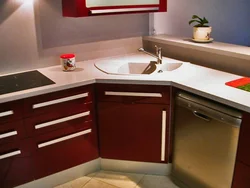 Corner sink in the kitchen in the interior