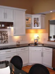 Corner sink in the kitchen in the interior