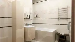 Фото ванной комнаты с бежевой плиткой