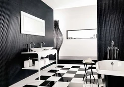 Black tiles in the bathroom photo design