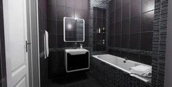 Ванна бөлмесінің фото дизайнындағы қара плиткалар