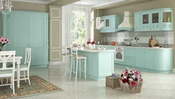 Kitchen in mint color design photo