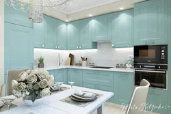 Kitchen in mint color design photo