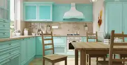 Кухня ў мятным колеры дызайн фота