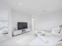 Living room design photo in white photo