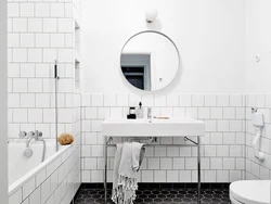 Bathroom in white tiles photo