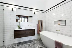 Bathroom in white tiles photo