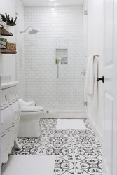 Bathroom in white tiles photo