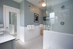 Bathroom in white tiles photo