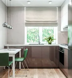 Kitchen 2 by 2 meters design with corner refrigerator