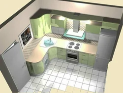 Kitchen 2 By 2 Meters Design With Corner Refrigerator