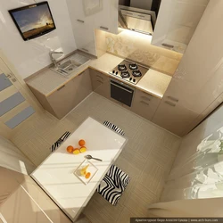 Kitchen 2 by 2 meters design with corner refrigerator
