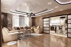 Suspended ceilings in the living room design for the house photo