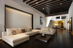 Dark floor in the living room photo