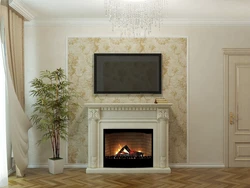 Photo of an electric fireplace in the living room interior