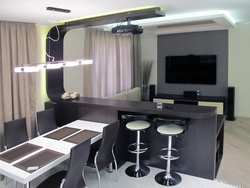 Kitchens living rooms with a bar counter photo design