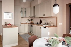 Beige walls in the kitchen photo