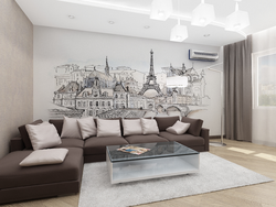 Фото тұсқағаздармен қонақ бөлмесінің дизайны