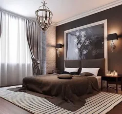 Bedrooms in brown tones interior
