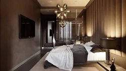 Bedrooms in brown tones interior