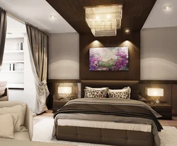Bedrooms in brown tones interior